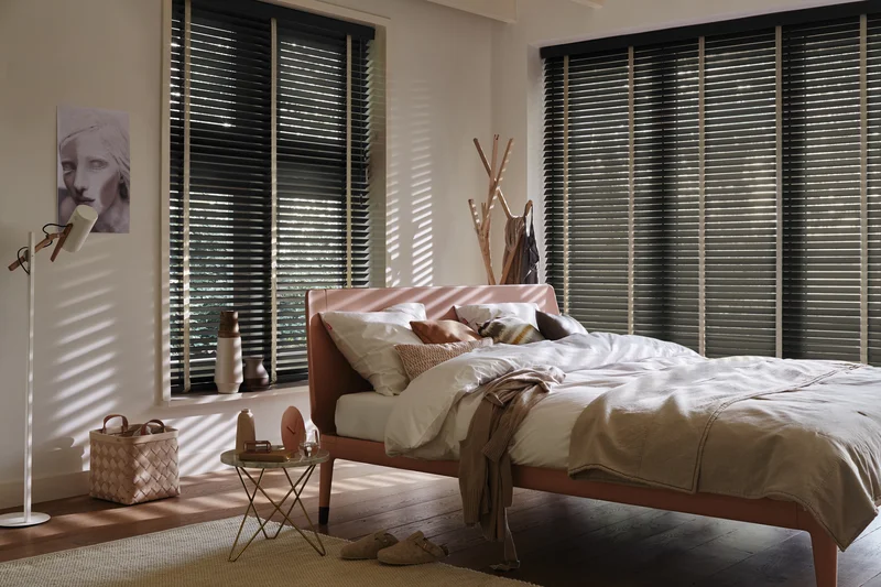 Natural stain wood venetian in a modern home
